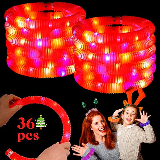 Light Up Glow Necklaces Bracelets Party Favors Accessories for Toddlers, Glow Sticks Pop Tubes for kids, Glow Birthday Camping Wedding Party Supplies Decorations for Boys Girls (Red 36 Pack)