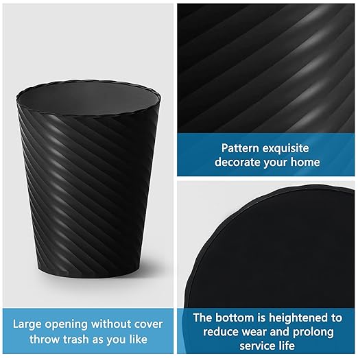 Bathroom Trash Can, 8 Pack 1.8 Gallons Small Trash Can with Trash Bags, Bathroom Garbage Can, Plastic Trash Bin, Round Waste Basket for Bedroom, Office, Kitchen, Room, Compact Space (White Black Grey)