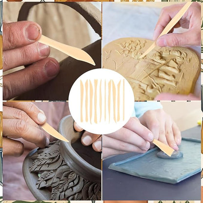 Ferrochef 20 Set 200 Pcs Clay Sculpting Tools Different Shapes Pottery Tools Plastic Clay Carving Cutters Pottery Trimming Supplies for DIY Ceramics Plastilina Molding Embossing (Classic Style)