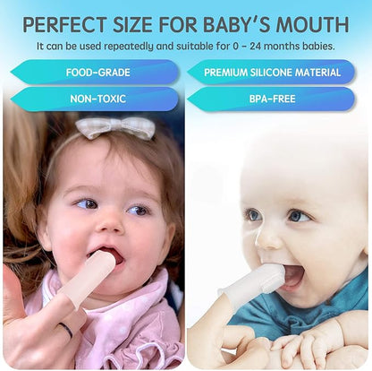 Jochebed Baby Finger Toothbrush for Training Teething - Infant & Toddles & Kids Teeth Brush Soft Babies Tooth Brushing Oral Cleaning Massager to Train Your Child Healthy Oral Habits -3 PCS