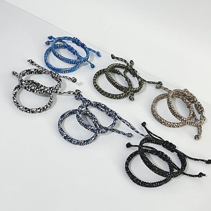 12 pcs Braided Friendship Bracelets for Teen Boys Woven Paracord Bracelets Set Valentines Exchange Gifts Easter Basket Fillers for Teen Teenager Birthday Christmas Party Favors