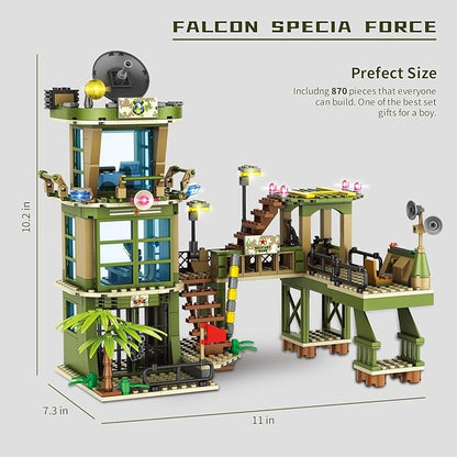 City Military Base Building Block, Compatible with Lego Military Base, Army Toy with War Helicopter, Marine Artillery Vehicle, Police Car, Gift for Kid 6 7 8 9 10 11 12 13 14 Years Old (811 Pieces)