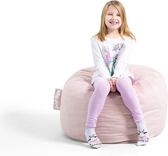 Big Joe Fuf Small Foam Filled Bean Bag Chair, Desert Rose Plush, Soft Polyester, 2 feet