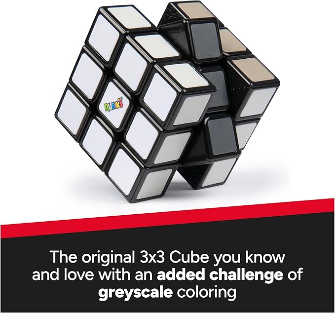 Rubik’s Cube, Wednesday Cube, Greyscale Wednesday Collectible & Desk Décor, Problem-Solving Brain Teaser, Color-Matching Puzzle, Fidget Toy & Sensory Puzzle for Adults, Teens & Kids, for Ages 8 & Up
