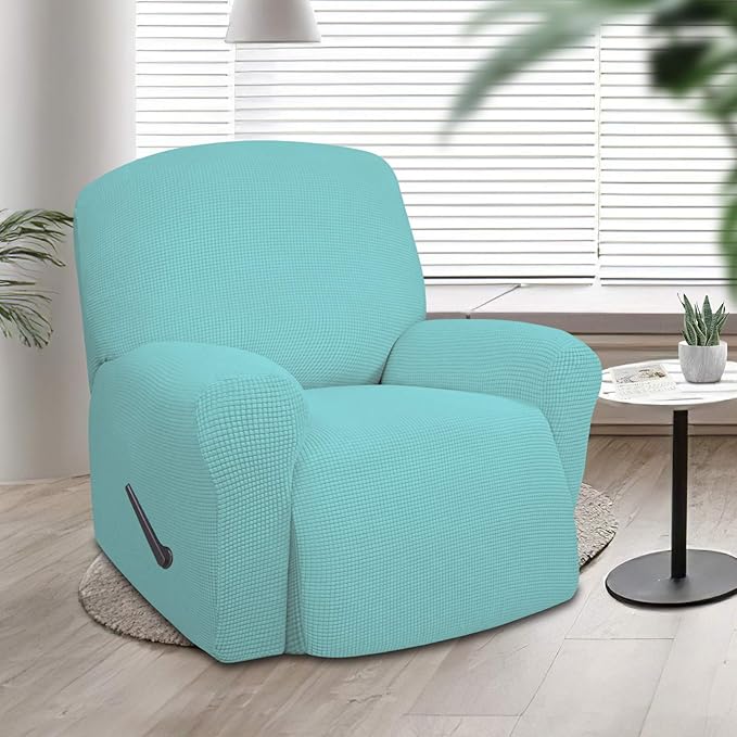 Easy-Going Oversized Recliner Stretch Sofa Slipcover Sofa Cover 1 Piece Furniture Protector Couch Soft with Elastic Bottom,Polyester Spandex Jacquard Fabric Small Check(Oversize Recliner,Light Green)