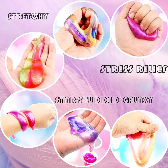Kids Party Favors Slime Putty, 16 Pack Galaxy Slime Bulk, Slime Kit for Girls & Boys 10-12, Valentine's Day Gifts, Birthday Gifts, Easter Basket Stuffers for Kids