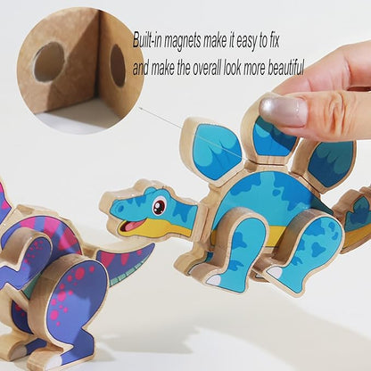 Dinosaur Assembly Magnetic Building Blocks Toys,Dinosaur Snap Together Building Toys for 3-8 Years Old