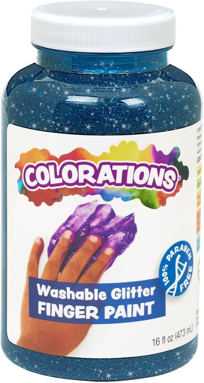 Colorations® Turquoise Washable Glitter Finger Paint, 16oz, Paint, Washable Paint, Finger Paint, Kids Paint, Washable Paint For Kids, Finger Paints For Toddlers Non-Toxic, Tempera Paint, Toddler Paint