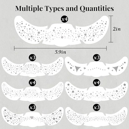 24pcs Glitter Freckles Makeup Patches-Silvery-Face Glitter Speckle, Sparkle Speckles Patches for Women, Cute Fake Freckles, Glitter Freckle Face Tattoo, Accessories for Musical Festival