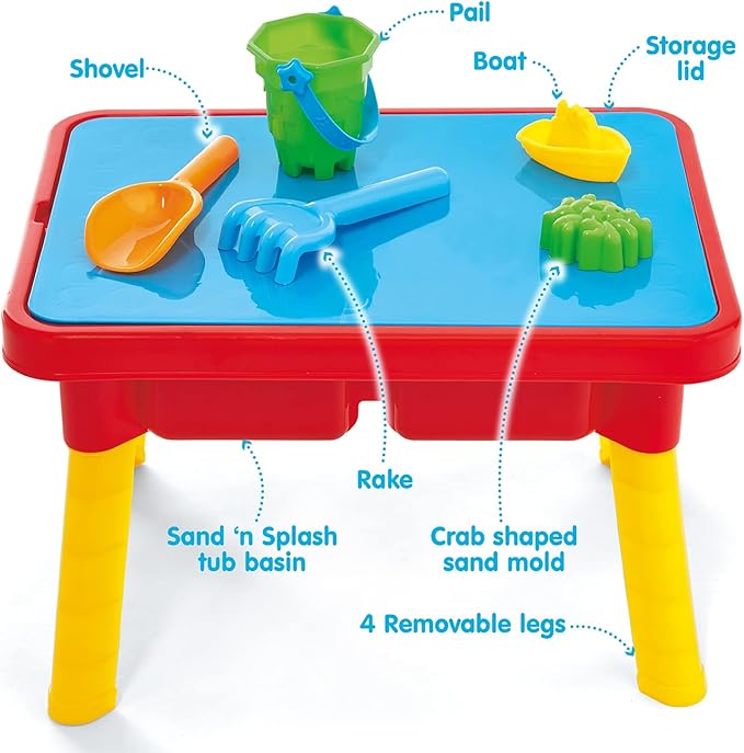 Toddler Sensory Kids Table with Lid | Sensory Bin | Kidoozie | Mega Block Compatible Lid | Indoor Outdoor Use , Red, G02521 17 x 12.5 x 11 inches