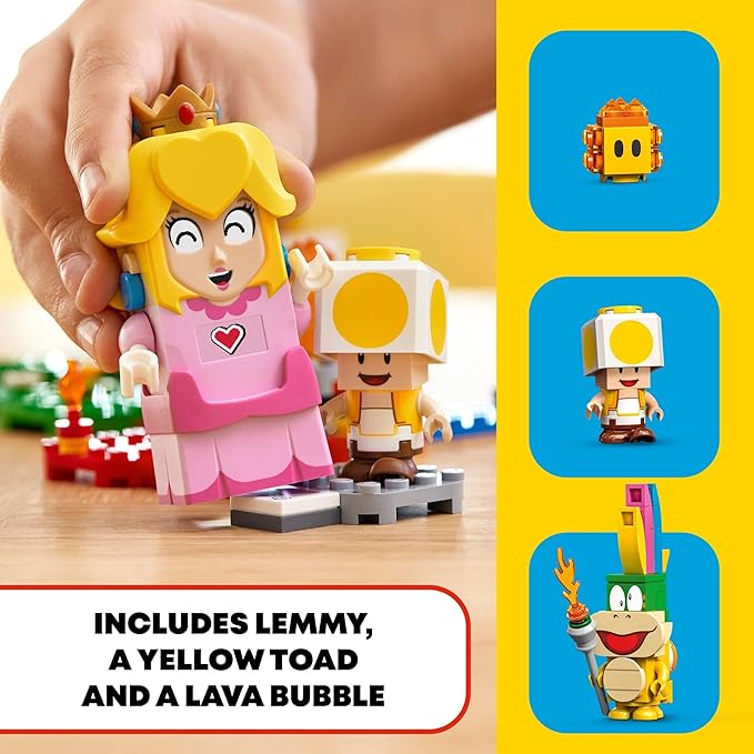 LEGO Super Mario Adventures with Peach Starter Course, Buildable Game, Toy with Interactive Figure, Yellow Toad & Lemmy, Birthday Gift Idea for Kids, Girls & Boys, 71403