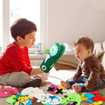 WATINC 18Pcs Hand Puppets Making Kit for Kids Art Craft Felt Sock Monster Puppet Creative DIY Make Your Own Puppets Pipe Cleaners Pompoms Storytelling Role Play Party Supplies Gift for Girls Boys