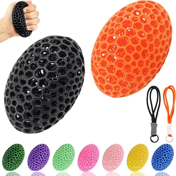 2 Packs 3D Printed Fidget Toys Stress Ball for Kids Adults Grip Strength Trainer,Squishy Hand Therapy Ball for Anxiety Relief,3D Textured Classroom Gifts Kids Focus Decompression Ball for Office