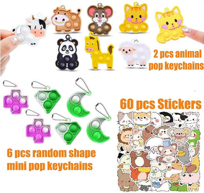 124 Pcs Party Favors for Kids,Pop Fidget Toys Bulk,Treasure Box Toys for Classroom Prizes,Pinata Filler, Goodie Bag Stuffers,Prize Box Toys,Treasure Chest Carnival Prizes for Boys Girls