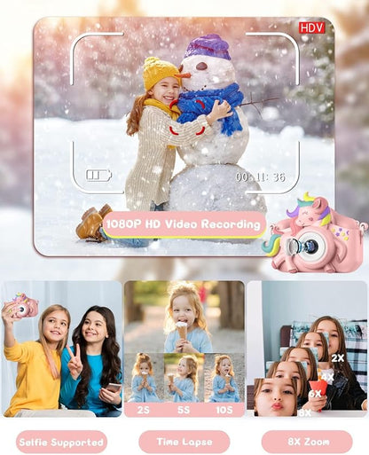 Kids Camera for 3-12 Years Old Toddlers Childrens Boys Girls Selfie Camera 20.0 MP HD 1080P IPS Screen Dual Digital Toy Camera for Kids Birthday