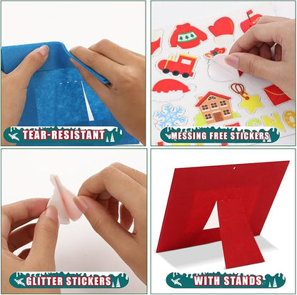 Qyeahkj 506pcs Christmas Foam Arts Craft Picture Frame Kit for Kids, 18 Sets Colorful Holiday Felt Picture Frame with Easel for DIY Xmas Winter Party Game Activities Favors Decors Supplies