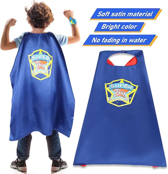 Golray Super Big Brother Gifts Set with Superhero Cape Eyemask Dinosaur Slap Bracelets Necklace, Drawstring Backpack, Plush Keychain, Insulated Plastic Tumbler Cup Big Brother Gift Little Toddler Boy