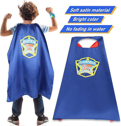 Golray Super Big Brother Gifts Set with Superhero Cape Eyemask Dinosaur Slap Bracelets Necklace, Drawstring Backpack, Plush Keychain, Insulated Plastic Tumbler Cup Big Brother Gift Little Toddler Boy