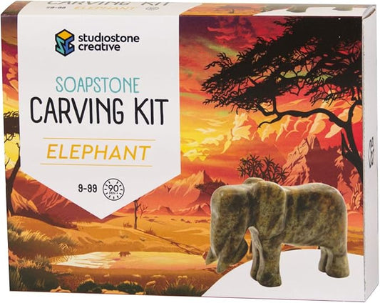 STUDIOSTONE CREATIVE DIY Arts & Crafts Carving Kit Kids Adults Elephant Sculpture Soapstone