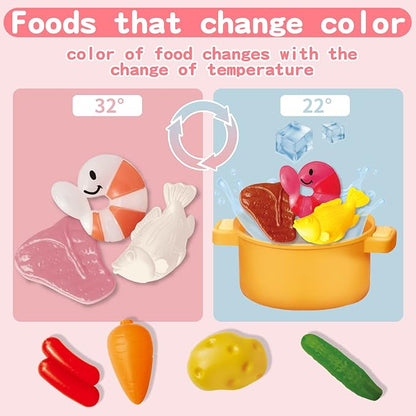 Kids Play Kitchen Toy Playset,Pink Kitchen Toy Set with Play Sink & Pretend Steam, Toddler Kitchen Accessories Set with Sounds & Light, Birthday for Boy Girl 3 4 5 7 8 Year Old