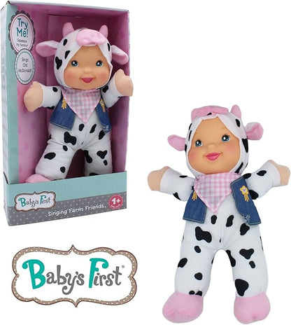 Baby's First (Bilingual - English-Spanish) 12" Farm Animal Friends Cow Soft & Cuddly Singing Musical Doll, Sings Old McDonald Had a Farm