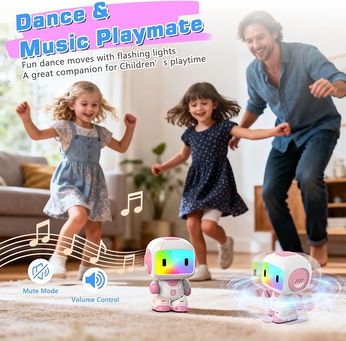 Robot Toy for Kids,Remote Control Robots with Smart Interactive Dancing, Programmable Toy, Rechargeable Robots Toys for Age 3-8 Year Old Girls Christmas Birthday Gift Present Pink