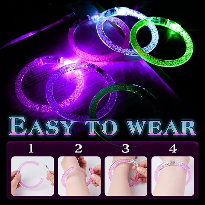 MCPINKY 24PCS Light up Sticks Bulk, Glow in the Dark Bracelets LED Bracelets for Bachelorette Parties Graduation Celebrations