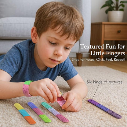Sensory Slap Bracelets for Kids Teens,12PCS Fidget Toys Snap Bracelets for Stress Anxiety Autistic ADHD,Calm Down Classroom Travel Students Prizes Toys, Stocking Stuffers for Teens Boys Girls