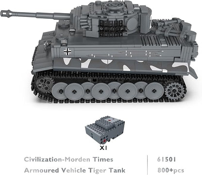 JMBricklayer Tank Building Sets for Adults or Boys - WW2 Military RC Tiger Army Tank Model Toy, Armed Construction Vehicle Set Ideal Gifts Toys 61501