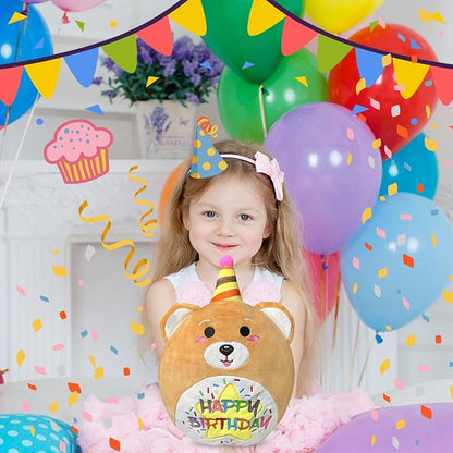 10’’ Happy Birthday Bear Plush Pillow Plush Toys for Kids Birthday Gift for Kids Toddlers