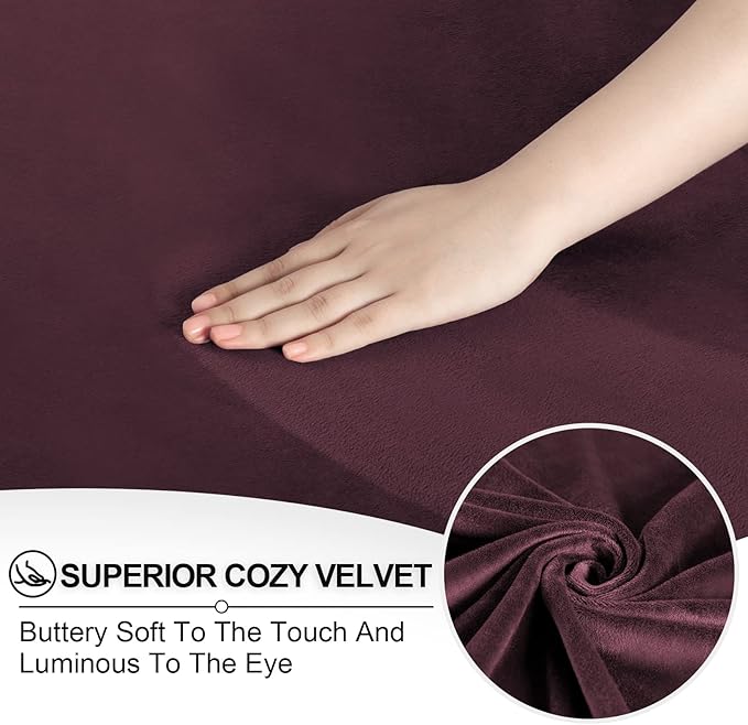 FestiCorp Recliner Chair Covers Real Velvet 4-Pieces Recliner Covers for Small Lazy Boy Recliner Chair Stretch Recliner Sofa Slipcovers Furniture Protector with Side Pocket & Elastic Bottom, Burgundy