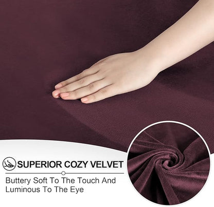 FestiCorp Recliner Chair Covers Real Velvet 4-Pieces Recliner Covers for Small Lazy Boy Recliner Chair Stretch Recliner Sofa Slipcovers Furniture Protector with Side Pocket & Elastic Bottom, Burgundy
