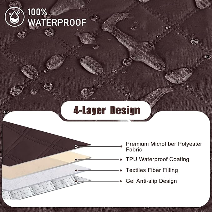 Waterproof Recliner Sofa Cover for 3 Cushion Couch,Nonslip Recliner Sofa Slipcover with Elastic Band,Furniture Protector Sofa Cover for Living Room,Bedroom(3 Cushion Sofa,Dark Coffee)