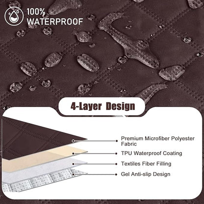 Waterproof Recliner Sofa Cover for 3 Cushion Couch,Nonslip Recliner Sofa Slipcover with Elastic Band,Furniture Protector Sofa Cover for Living Room,Bedroom(3 Cushion Sofa,Dark Coffee)