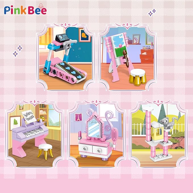 Friends House Building Block Sets, Girls Bedroom Recreation Gym Fitness Living Room Friendship Playhouse 9-in-1 Apartment Bricks Kit Birthday Roleplay Gifts for Old Kids 6+ 6-12 8-12