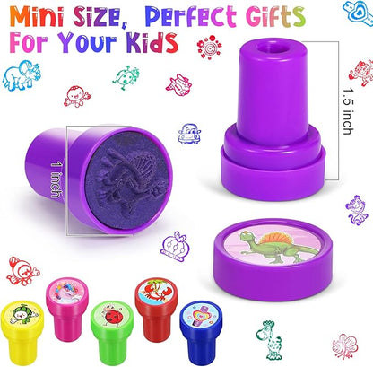 Kosiz 200 Pcs Assorted Stamps for Kids Bulk Teacher Stamps Self Ink Kids Stamps Assorted Stampers for Birthday Gifts Party Favors Back to School Supplies Game Prizes (Cute Style)