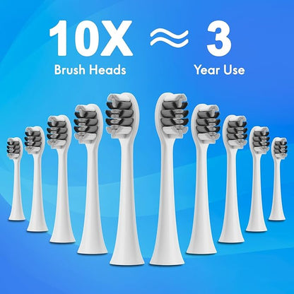 Electric Toothbrush, 10 Brush Heads & Travel Case, 42,000 VPM Electric Motor & Wireless Charging, 5 Modes with Smart Timer, Ultra Whitening Toothbrush for Adults and Kids