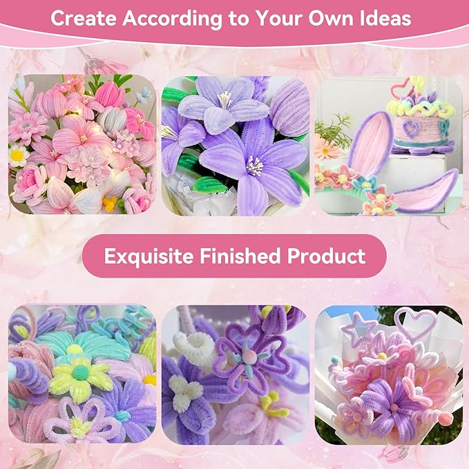 500 Pcs Pipe Cleaners for Crafts – 10 Colors Chenille Stems with Glue Guns & Tape Measure – Perfect for DIY Projects, Holiday & Room Decorations, Arts and Crafts Activities (Macaron, 12in x 8mm)
