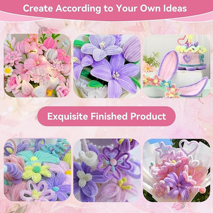 500 Pcs Pipe Cleaners for Crafts – 10 Colors Chenille Stems with Glue Guns & Tape Measure – Perfect for DIY Projects, Holiday & Room Decorations, Arts and Crafts Activities (Macaron, 12in x 8mm)