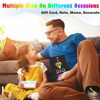 Smasiagon Scratch Paper Art Set for Kids: 60 Pcs Magic Black Scratch Off Art Crafts Kits Colorful Drawing Toys for 3-12 Year Old Girls Boys Halloween Party Favor Game DIY Birthday Christmas Gift