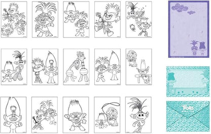 Innovative Designs Trolls World Tour Kids Deluxe Activity Set with Carrying Tin, Coloring Sheets, Tattoos, Stickers, & Art Supplies