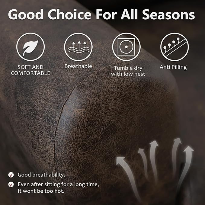 molasofa Leather Like Recliner Chair Covers - Large Lazy Boy Recliner Chair Covers for Reclining Chair 4 Pieces Washable Recliner Slip Covers That Stay in Place (Dark Brown