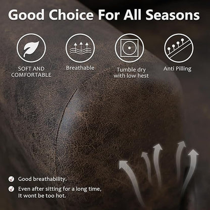 molasofa Leather Like Recliner Chair Covers - Large Lazy Boy Recliner Chair Covers for Reclining Chair 4 Pieces Washable Recliner Slip Covers That Stay in Place (Dark Brown