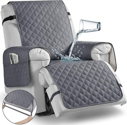 TAOCOCO Non-Slip Recliner Chair Cover Sofa Slipcover, Pet Cover for Small Recliner Chair with Elastic Straps, Washable Reclining Chair Cover Recliner Furniture Protector (23'' Small, Dark Grey)