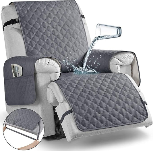 TAOCOCO Non-Slip Recliner Chair Cover Sofa Slipcover, Pet Cover for Small Recliner Chair with Elastic Straps, Washable Reclining Chair Cover Recliner Furniture Protector (23'' Small, Dark Grey)