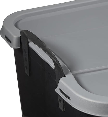 Life Story 24 Pack Heavy Duty Stackable Storage Bin, 55 Quart Home Organizer, Versatile Lightweight Locking Bins with Carrying Handles, Black/Gray