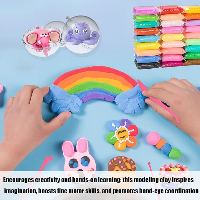 Adult Magic Foam DIY Molding Clay,Air Dry Clay Set 48 Colors Ultra Light Modeling Clay with 3 Tools 150 Accessories and 5 Display Balls Soft Non Sticky Safe DIY Craft for Sculpting Arts and GIF