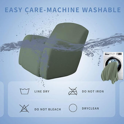 Easy-Going Oversized Recliner Stretch Sofa Slipcover Sofa Cover 1 Piece Furniture Protector Couch Soft with Elastic Bottom Kids,Polyester Spandex Jacquard Small Checks(X Large,Greyish Green)