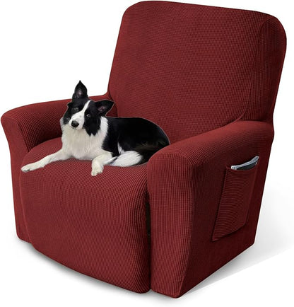 Recliner Chair Cover Lazy Boy Recliner Covers Recliner Covers for Recliner Chair 1 Piece Furniture Protector Prevent wear and pet Hair（Recliner,Dark Red）