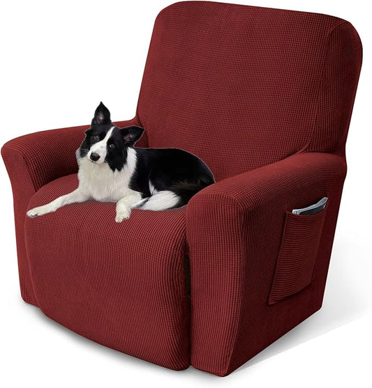 Recliner Chair Cover Lazy Boy Recliner Covers Recliner Covers for Recliner Chair 1 Piece Furniture Protector Prevent wear and pet Hair（Recliner,Dark Red）